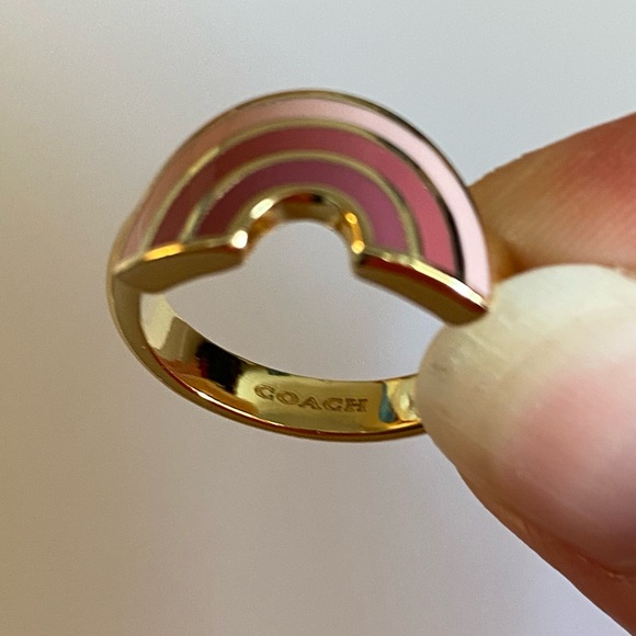 Coach Gold and Pink Rainbow Ring - Picture 2 of 2